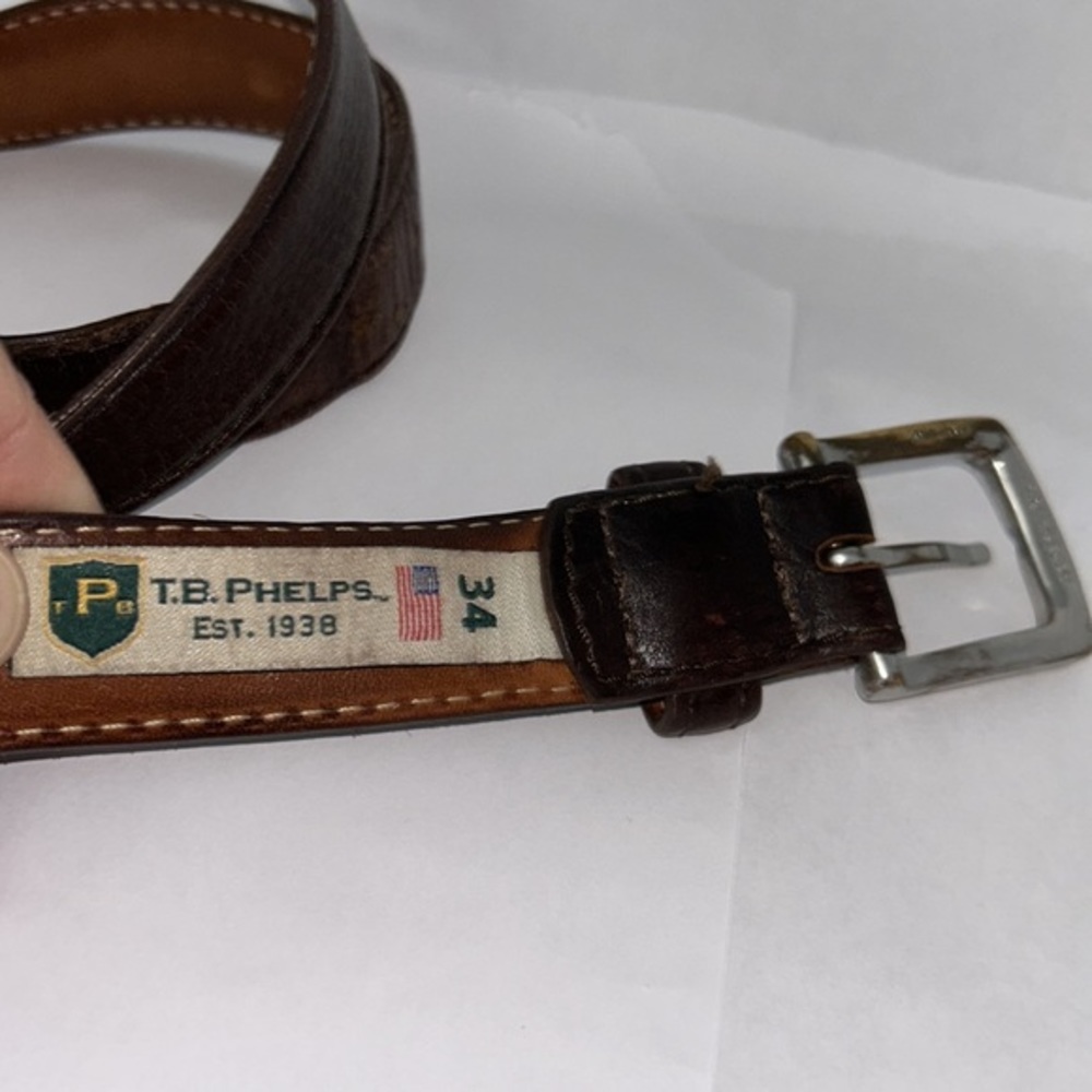 T.B Phelps Pebbles Leather Brown Belt - Picture 5 of 12